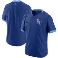 Men's Nike Royal/Light Blue Kansas City Royals Authentic Collection Short Sleeve Hot Pullover Jacket