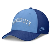 Casquette Nike Performance Flex Rise Swoosh bleu royal/bleu clair pour homme des Kansas City Royals