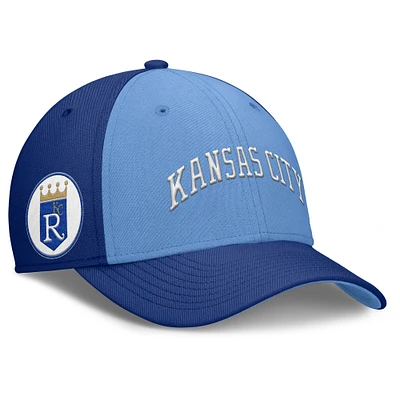 Casquette Nike Performance Flex Rise Swoosh bleu royal/bleu clair pour homme des Kansas City Royals