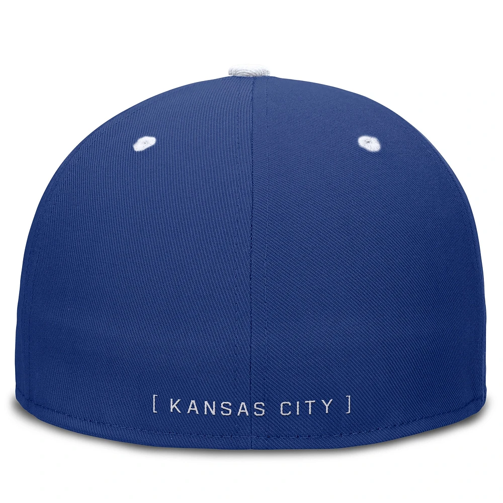 Casquette ajustée bicolore True Primetime Kansas City Royals Nike Royal/White pour homme