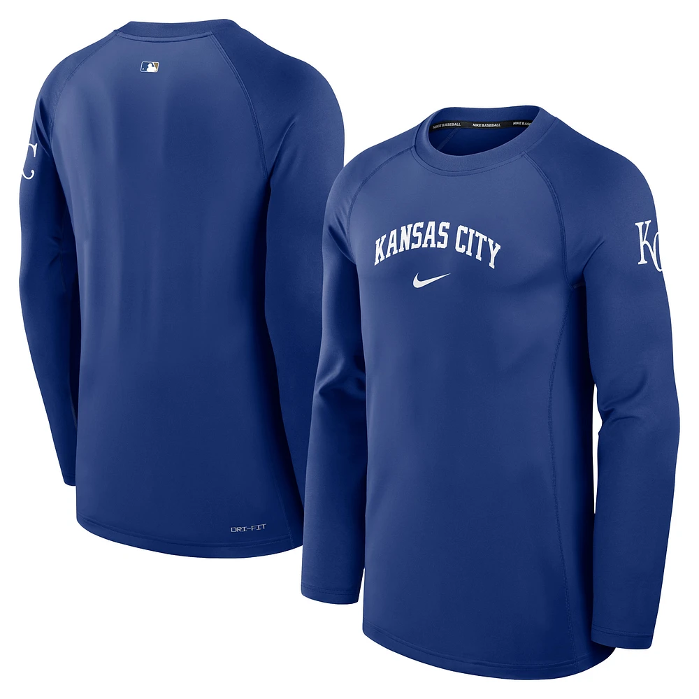 T-shirt à manches longues Nike Royal Kansas City Royals Authentic Collection Game Time Raglan Performance pour homme