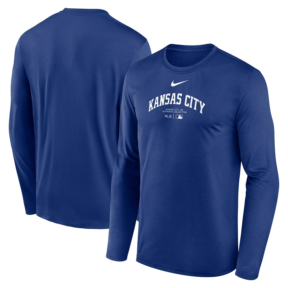 T-shirt à manches longues Nike Royal Kansas City Royals Authentic Collection Practice Performance pour homme