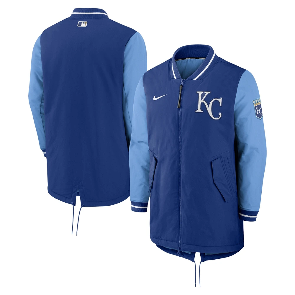 Veste entièrement zippée Nike Royal Kansas City Royals Dugout Performance pour homme