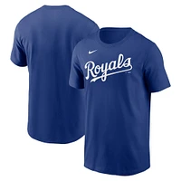 T-shirt Nike Royal Kansas City Royals Fuse avec le mot-symbole pour homme