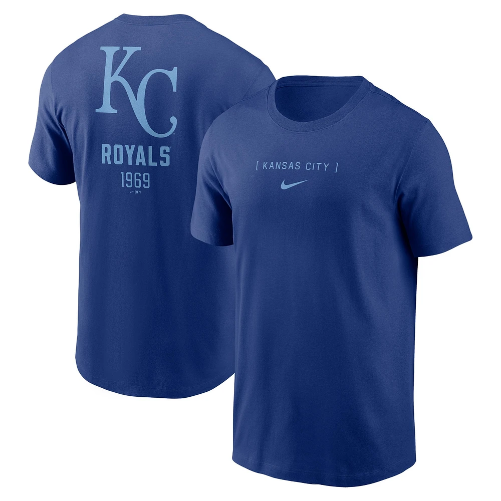 T-shirt Nike Royal Kansas City Royals avec grand logo dans le dos pour homme