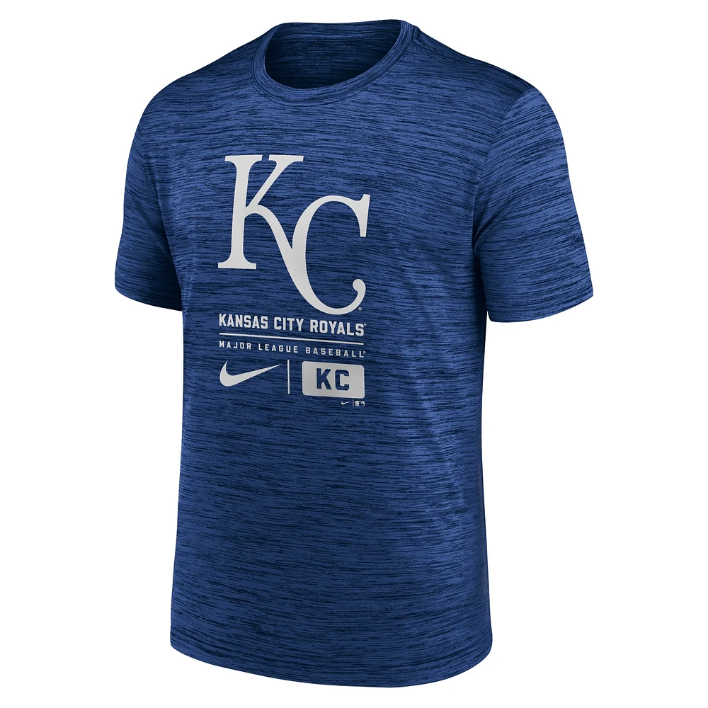 T-shirt Nike Royal Kansas City Royals avec grand logo Velocity pour homme