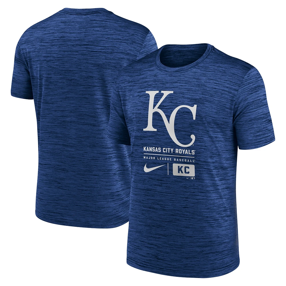 T-shirt Nike Royal Kansas City Royals avec grand logo Velocity pour homme