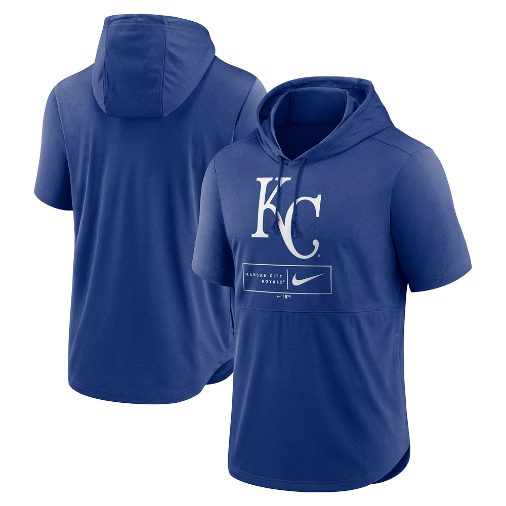 Haut à capuche léger manches courtes Nike Royal Kansas City Royals Lockup Performance pour homme