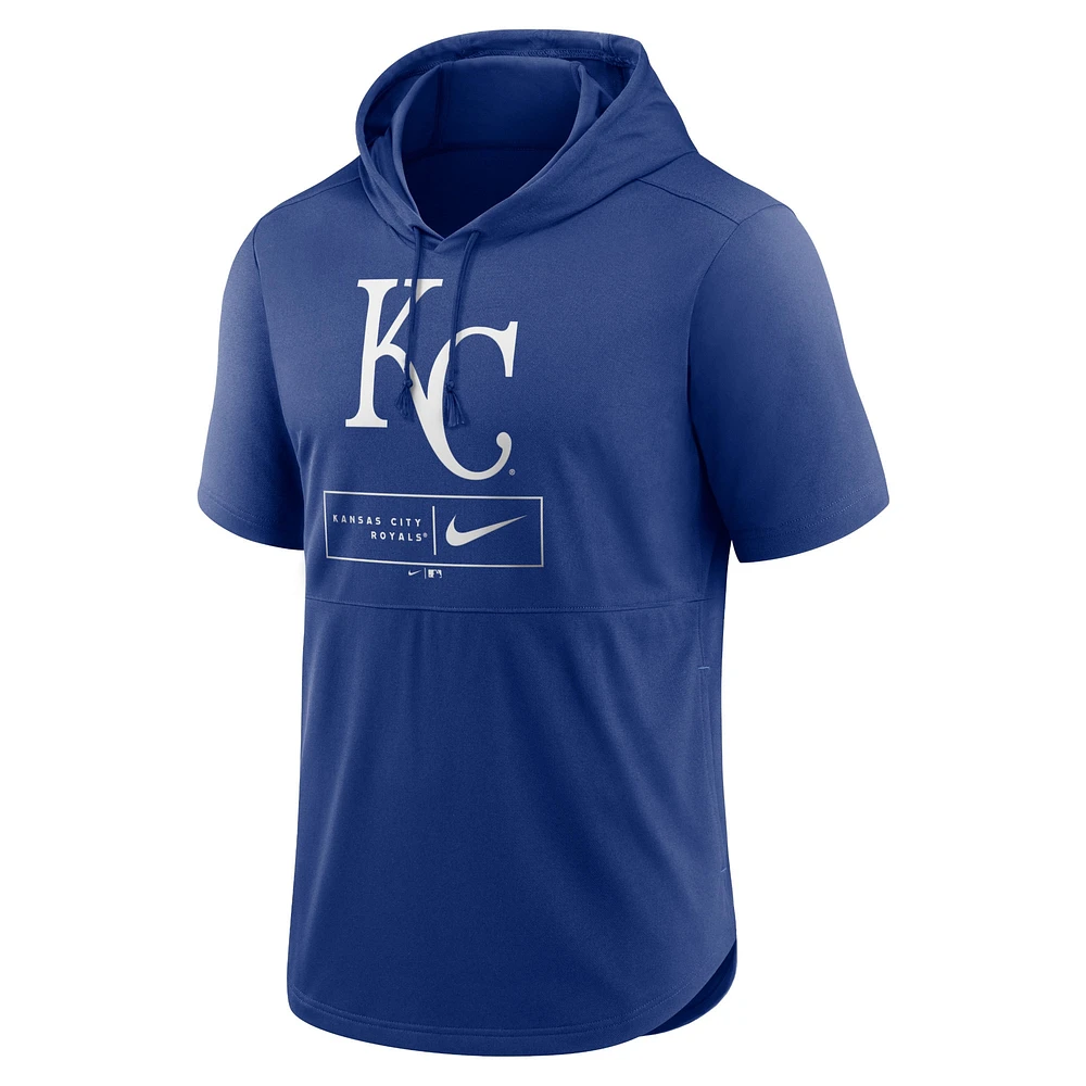 Haut à capuche léger manches courtes Nike Royal Kansas City Royals Lockup Performance pour homme