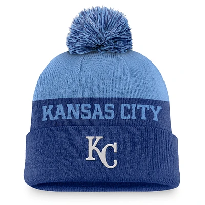 Men's Nike Royal Kansas City Royals Rewind Peak Cuffed Knit Hat with Pom