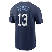 T-shirt Nike Salvador Perez pour homme, bleu marine, Kansas City Royals Connect avec nom et numéro