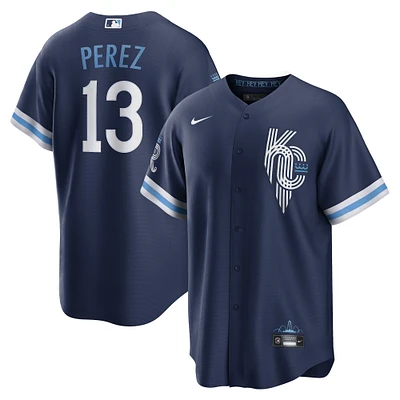 Men's Nike Salvador Perez Navy Kansas City Royals Connect Replica Player Jersey