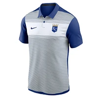 Polo Nike Performance à rayures Vapor pour homme, blanc/bleu royal, Kansas City Royals