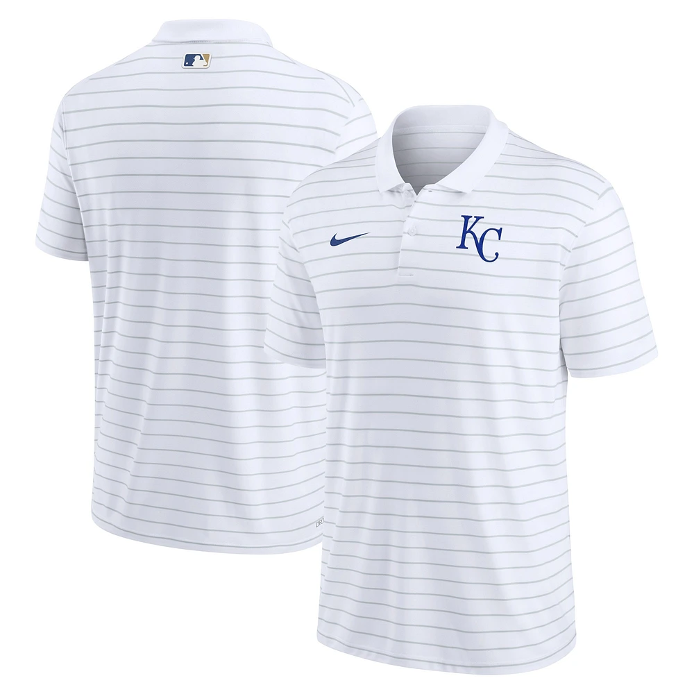 Polo Nike Kansas City Royals Authentic Collection Victory Performance rayé pour homme - Blanc