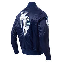 Men's Pro Standard Navy Kansas City Royals Connect Full-Snap Satin Jacket