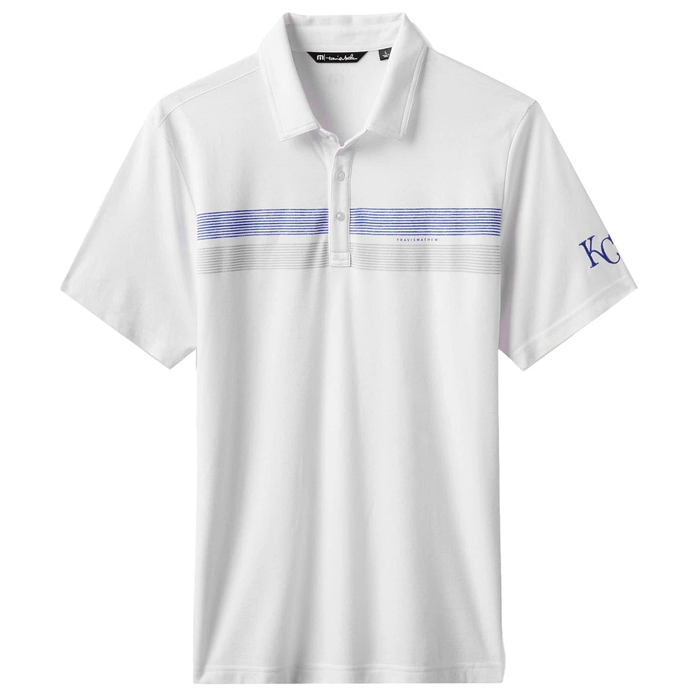 Men's TravisMathew White Kansas City Royals Top Recruit Tri-Blend Polo