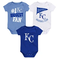 Newborn & Infant Kansas City Royals 3-Pack Fan Pennant Bodysuit Set