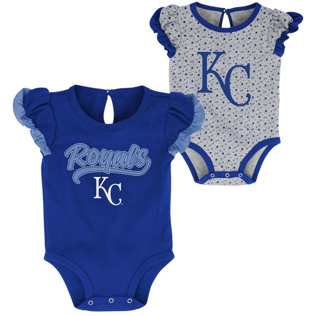 Lot de deux bodys Royal/Heathered Grey Kansas City Royals Scream & Shout pour nouveau-nés et nourrissons