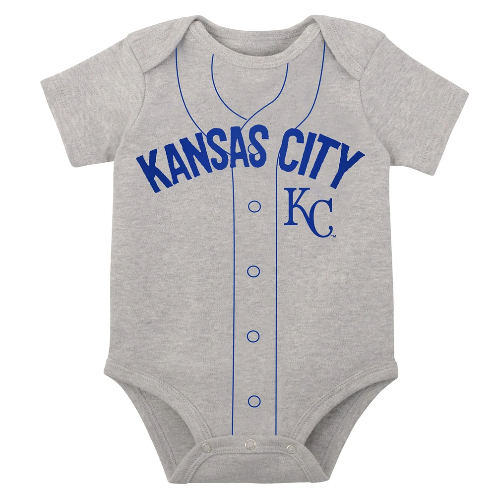 Newborn & Infant White/Heather Gray Kansas City Royals Little Slugger Two-Pack Bodysuit Set