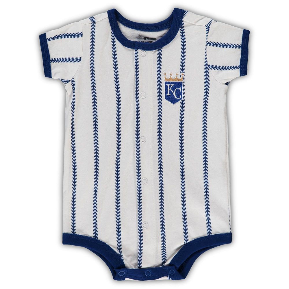 Newborn White/Royal Kansas City Royals Power Hitter Short Sleeve Bodysuit