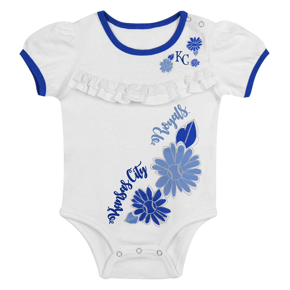 Newborn White/Royal Kansas City Royals Sweet Catcher 3-Piece Bodysuit, Headband and Skirt Set