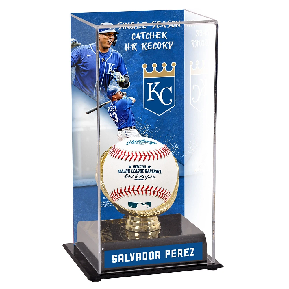 Salvador Perez Kansas City Royals Le plus grand nombre de coups de circuit en une saison par un receveur Vitrine avec image