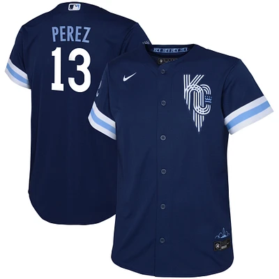 Maillot de joueur réplique Nike Salvador Perez des Kansas City Royals Connect pour tout-petit, bleu marine