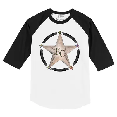 Kansas City Royals Tiny Turnip Toddler Military Star Raglan 3/4 Sleeve T-Shirt - White/Black