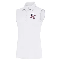Women's Antigua  White Kansas City Royals Patriotic Sleeveless Tribute Polo
