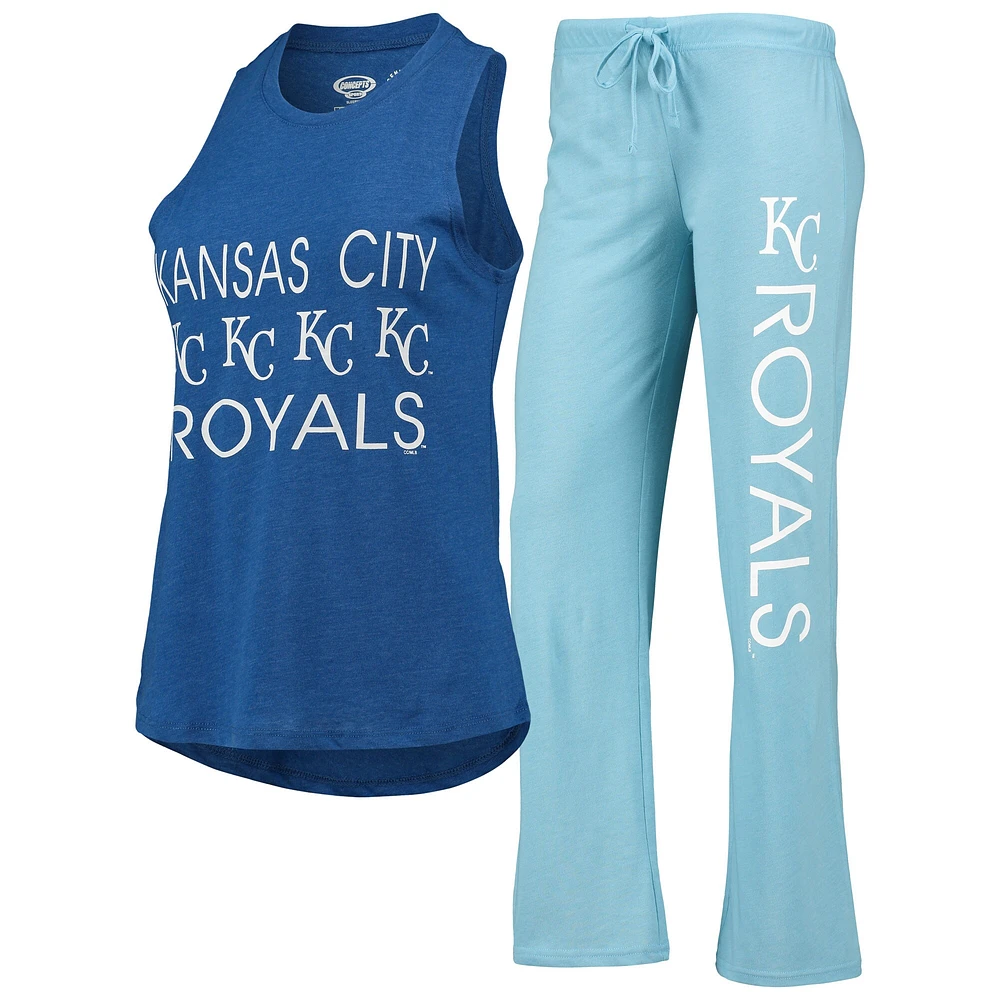 Women's Concepts Sport Light Blue/Royal Kansas City Royals Meter Muscle Tank Top & Pants Sleep Set