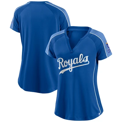 Fanatics pour femmes Royal/Bleu clair Kansas City Royals True Classic League Diva Pinstripe Raglan T-shirt à col en V