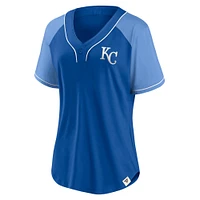 T-shirt à col en V Fanatics Royal Kansas City Royals Bunt Raglan pour femmes