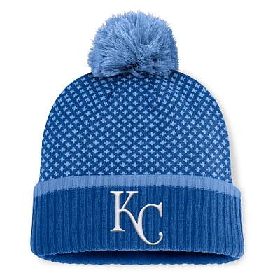 Bonnet en tricot à revers et pompon en jacquard fondamental pour femmes Fanatics Royal Kansas City Royals