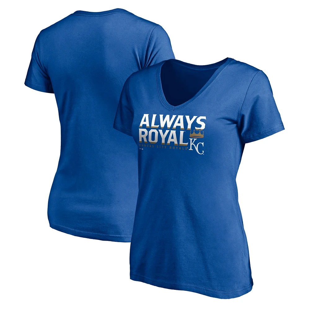 T-shirt à col en V Fanatics Royal Kansas City Royals pour femmes