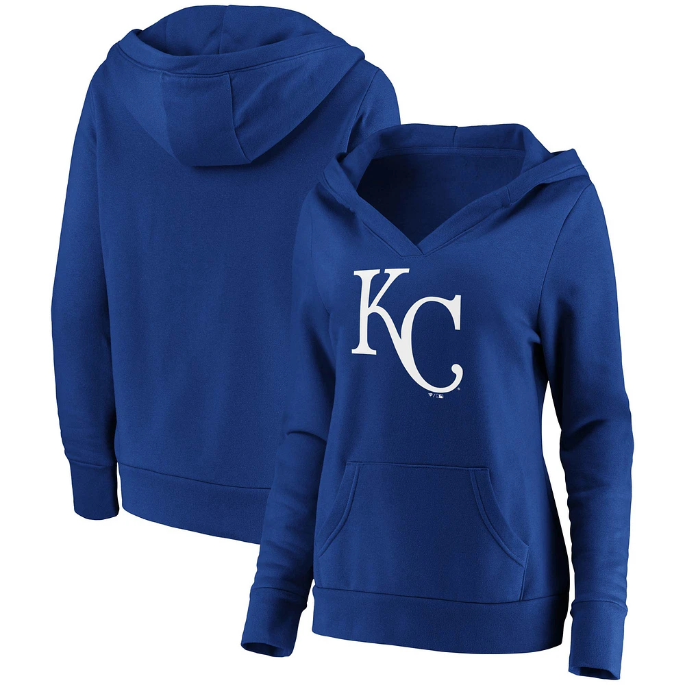 Fanatics Royal Kansas City Royals - Sweat à capuche avec logo officiel croisé col en V pour femmes