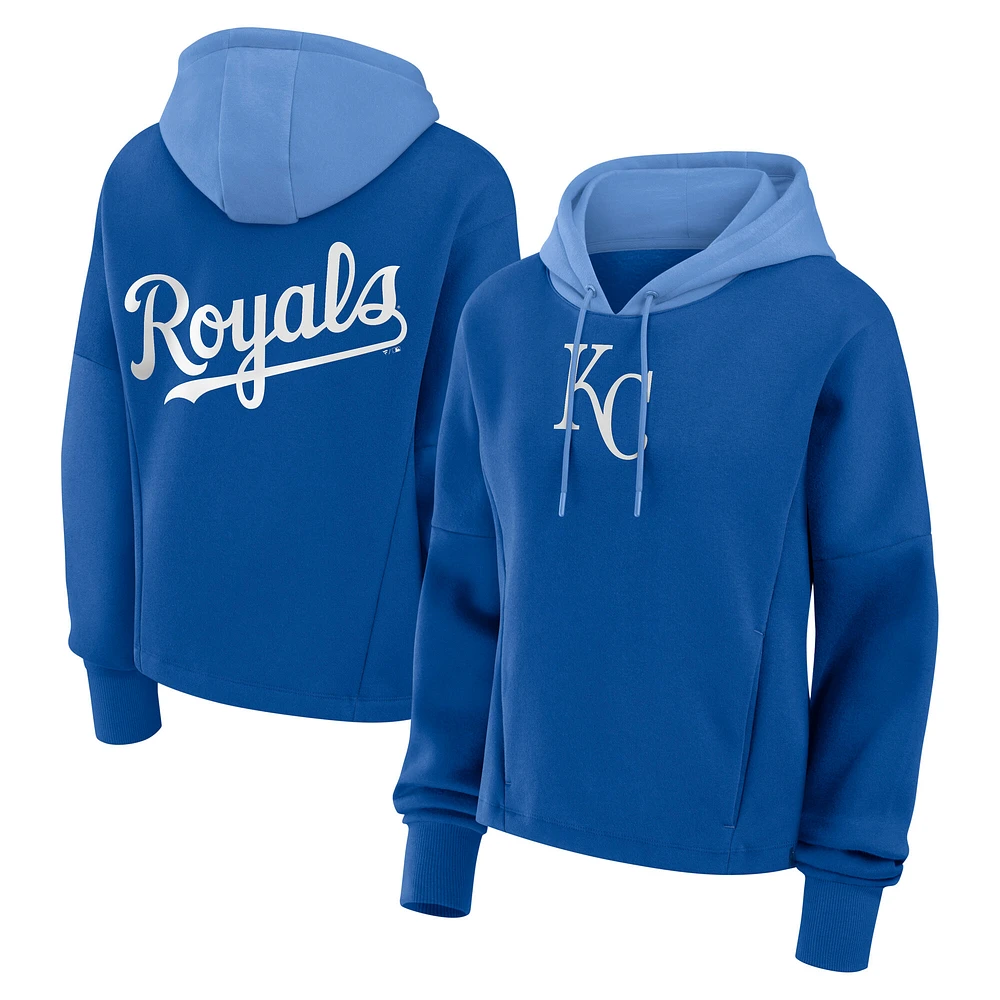 Women's Fanatics Royal Kansas City Royals Oversized High Hip Legacy Fleece Pullover Hoodie