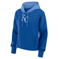 Women's Fanatics Royal Kansas City Royals Oversized High Hip Legacy Fleece Pullover Hoodie