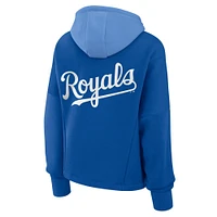 Women's Fanatics Royal Kansas City Royals Oversized High Hip Legacy Fleece Pullover Hoodie