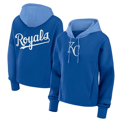 Women's Fanatics Royal Kansas City Royals Oversized High Hip Legacy Fleece Pullover Hoodie