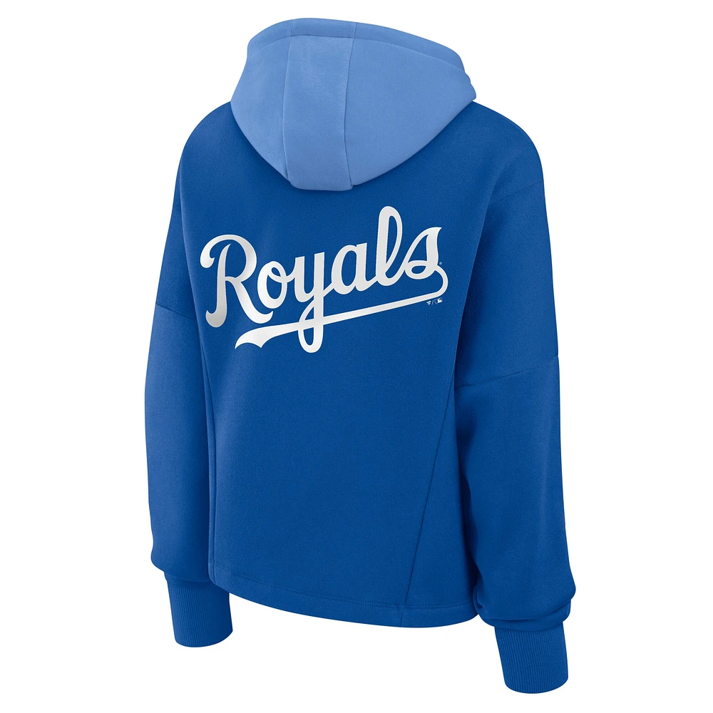 Women's Fanatics Royal Kansas City Royals Oversized Legacy Favorite Spectator Pullover Hoodie