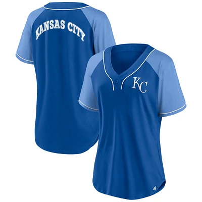 T-shirt à col en V Fanatics Royal Kansas City Royals Ultimate Style Raglan pour femmes