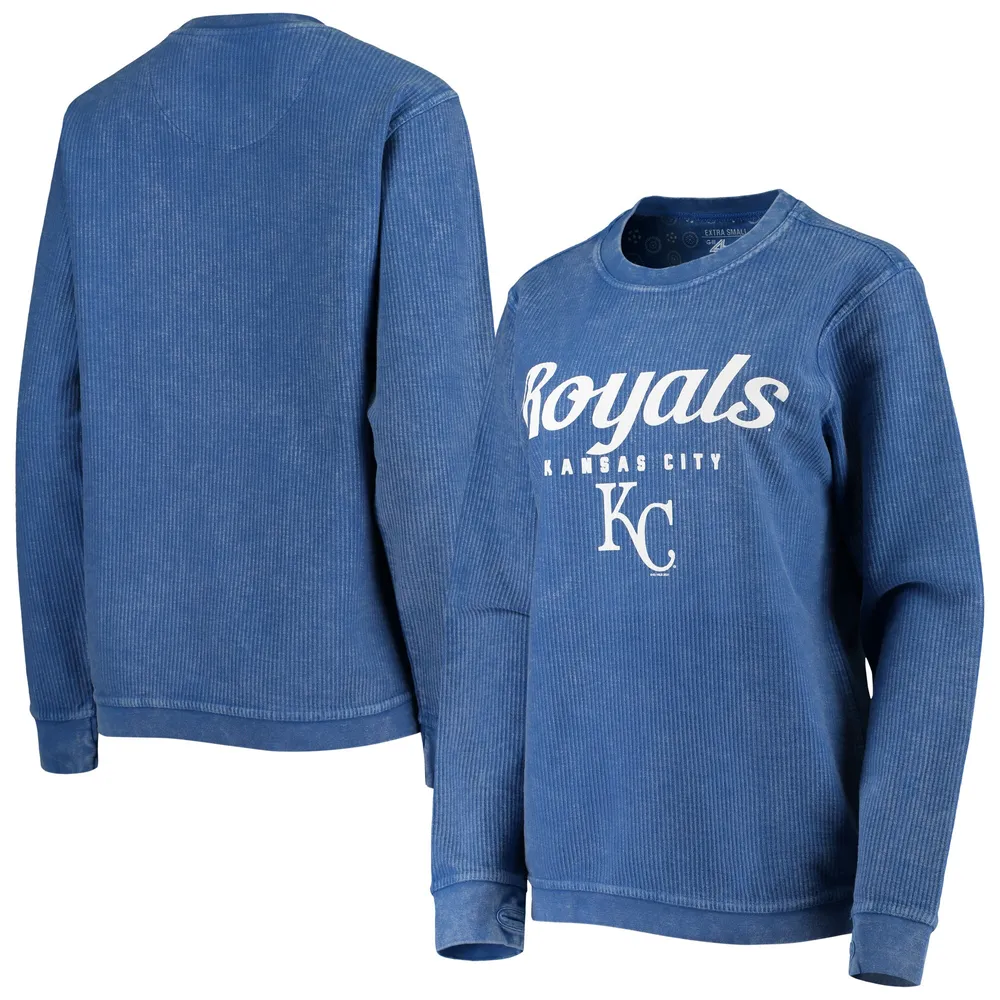 G-iii 4her By Carl Banks Women's Royal Kansas City Royals Script Comfy Cord  Pullover Sweatshirt