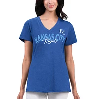 T-shirt à col en V pour femmes G-III 4Her par Carl Banks Royal Kansas City Royals Key Move