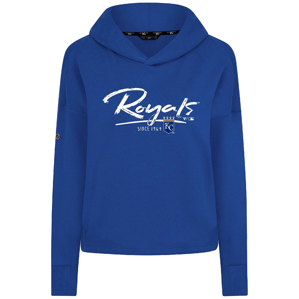 Sweat à capuche court trois bandes Levelwear Royal Kansas City Royals Accolade Sweet Express pour femme