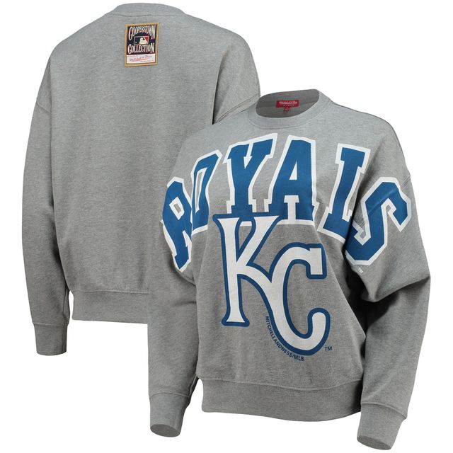 Sweat à capuche léger Mitchell & Ness Heathered Grey Collection Cooperstown des Royals de Kansas City pour femme