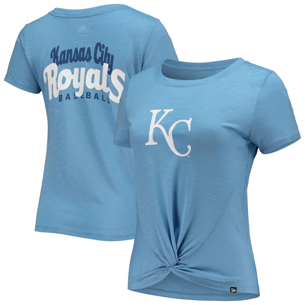 New Era Women's New Era Light Blue Kansas City Royals 2-Hit Front Twist  Burnout T-Shirt