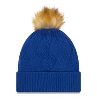 Women's New Era Royal Kansas City Royals Snowy Cuffed Knit Hat with Pom