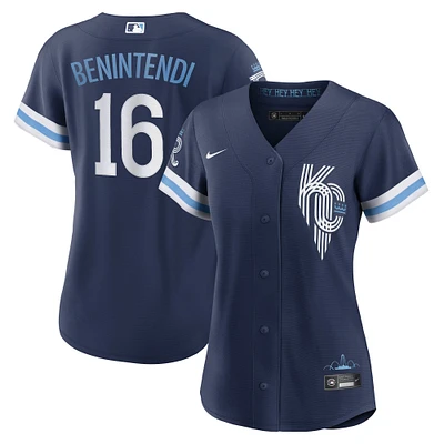 Maillot de joueur réplique Nike Andrew Benintendi des Kansas City Royals Connect pour femme, bleu marine