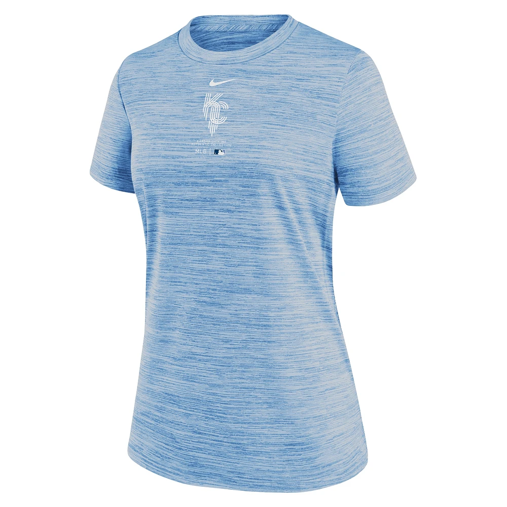 T-shirt Nike bleu clair Kansas City Royals Connect Practice Velocity pour femme