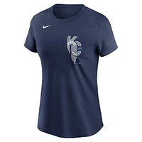 T-shirt Nike pour femmes, bleu marine, Kansas City Royals, Connect Wordmark